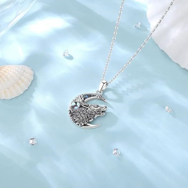 Howling Wolf Necklace for Men Women Vintage Wolf Pendant Jewelry Gifts for Him Womens Gothic Wolf's Necklaces Birthday Gift for Her Wolves Lovers Charm Mens Pendant - Image 4