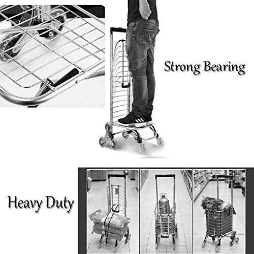 WLKINF Treppensteigen Einkaufstrolley mit 8 Rädern/Sitz/30L Kapazität Tasche Leichte Aluminiumlegierung Korb Markt… – Bild 7