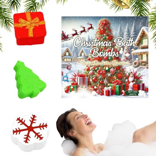 Eojpdji Baño de Burbujas Navideño,Accesorio de Aromas de Caja con Motivos de Nieve y Árbol | Bombas De Ducha Con Cuidado De La Piel | Para Niñas, Hija, Novia, Spa, Rellenos Para