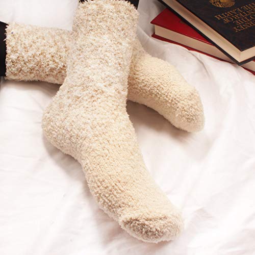 BambooMN Womens Fuzzy Colorful Socks - 3 Pair Packs3