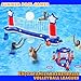 Pool Games Set, Volleyball Net & Basketball Hoop & Ring Toss, 3-in-1 Large Inflatable Water Sport Game Toys for Multi-Player Adults Kids American Flag Swimming Beach Toy for Party Summer