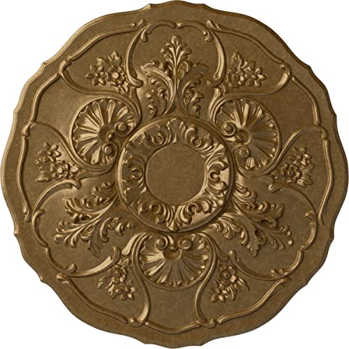 Image of Ekena Millwork CM22CNPAS 22 OD x 1 1 /2 P Cornelia Ceiling Medallion (fits Canopies up to 4 inch), Hand-Painted, Pale Gold