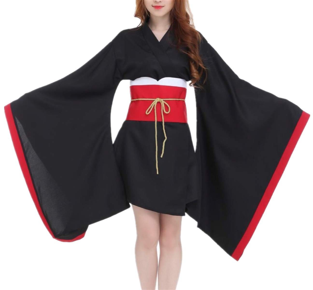 ★shiki 黒 赤 ビスチェ 和柄 コスプレ 和装 撮影 a0409 和柄 アシンメトリー バイカラー ミニ 豪華 帯 リボン 花魁 着物