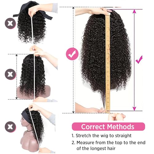 Image of Headband Wig Human Hair Kinky Curly Glueless Wigs 22 Inch Natural Black