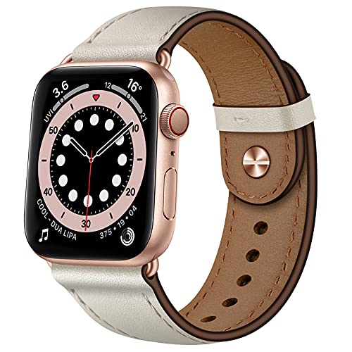 OUHENG Compatible con Apple Watch Band 40 mm, 38 mm, 44 mm, 42 mm, correa de repuesto para iWatch SE Series 6, 5, 4, 3, 2 1 (Beige/Oro rosa, 40 mm 38 mm)