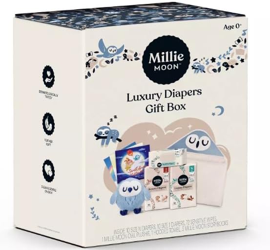 Millie Moon Luxury Disposable Diapers, Premium Gift Box Set, 20 Count Pack of 1