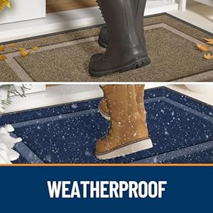 Olanly front door mat indoor outdoor entrance waterproof all season all weather doormat sturdy natural rubber fade resistant low profile easy clean patio porch entryway mat 295×17 brown  urban country home decor