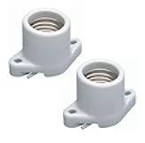 E26 Medium Base Porcelain Lamp Holder Socket with Two Hole Flanged Mounting Keyless Porcelain Threaded Socket (1)