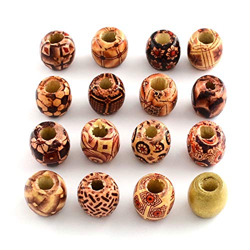 Wambere Lot De 50 Perles Rondes En Bois Multicolores De 16 Mm De Diamètre à Enfiler - Perles Dispersées En Bois Avec Trou Pour Bricolage, Colliers, Bracelets, Bijoux - Marron Foncé
