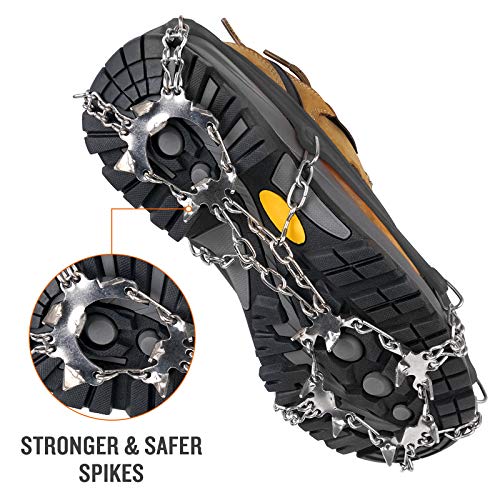 image for SaphiRose Ice Cleats Traction Crampons Anti-Slip 19 Spikes Stainless S