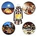 LEDERA Christmas Flame Vintage Lantern, Antiqued Copper Flickering Lantern, 2 Modes Hurricane Lantern, Flame Effect with Battery Operated, Decorative Hanging Lanterns for Outdoor Indoor