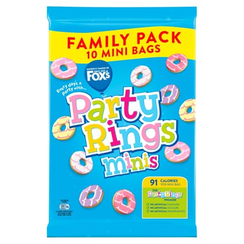 Foxs Biscuits Party Rings Minis 10 Snack Bags