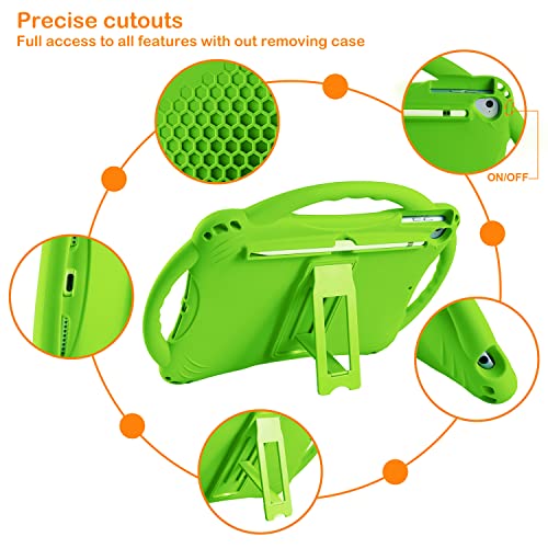 Image of Kid's Case for iPad 9th /8th /7th Generation 10.2 Inch, Built-in Handle Stand, Comes with a Strap, Silicone Shockproof Case (Green)