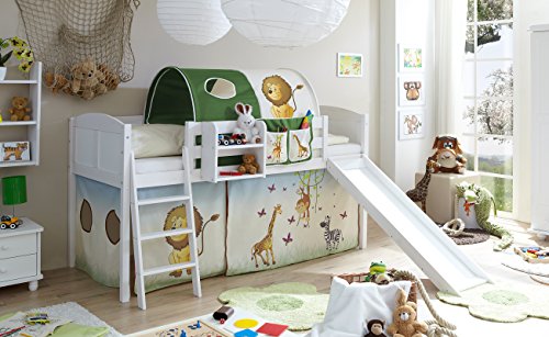 Preisvergleich Produktbild Ticaa Rutschbett Ekki Country Kiefer Weiß Motiv