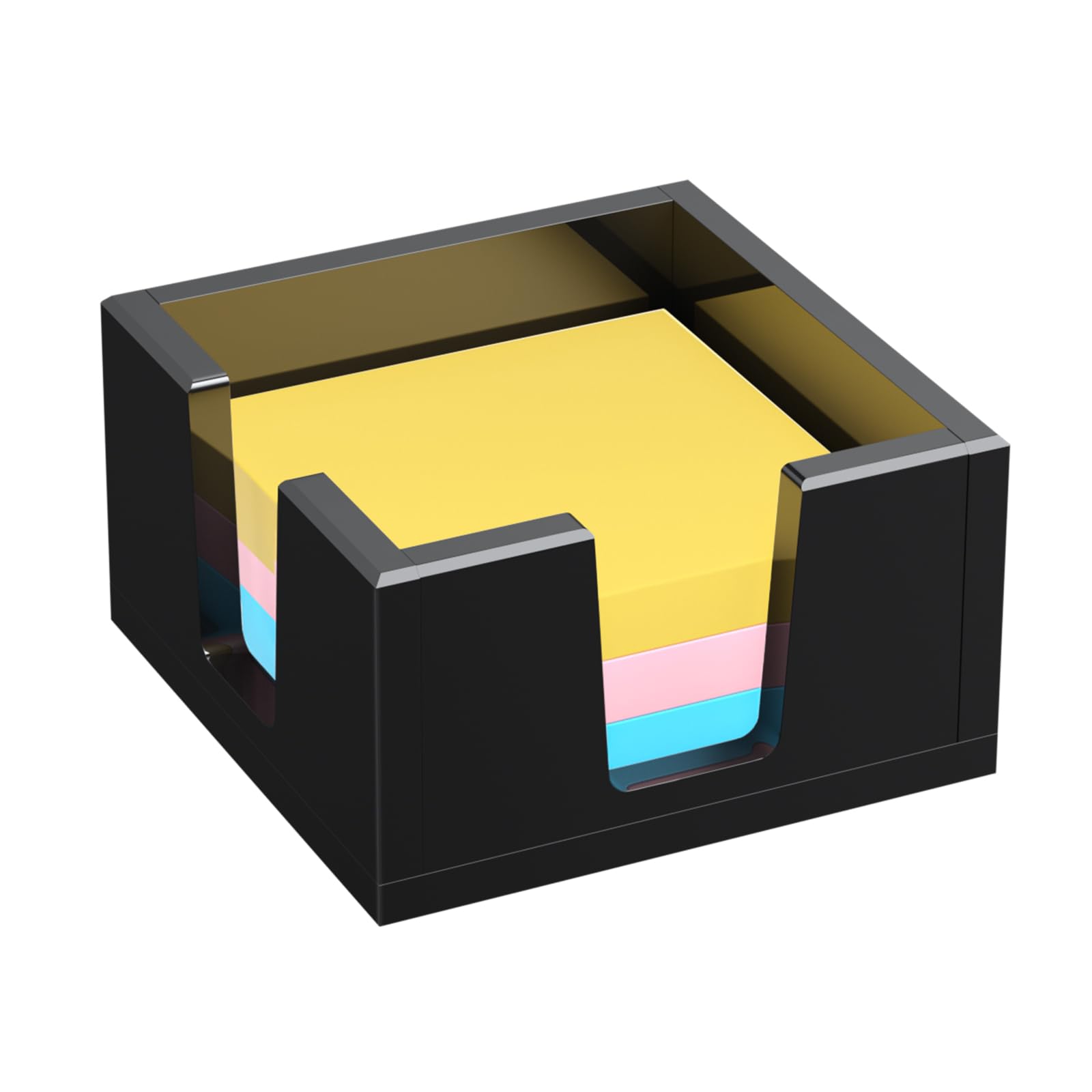Soporte acrílico para notas adhesivas, soporte para bloc de notas autoadhesivo sin blocs – Dispensador de notas, organizador de escritorio para escuela, oficina, hogar (3 x 3 pulgadas, negro)