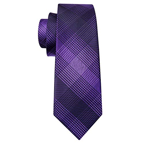 Image of Barry.Wang Mens Tie Set Plaid Check Neckties Formal Business Wedding Luxury Pocket Square Cufflinks