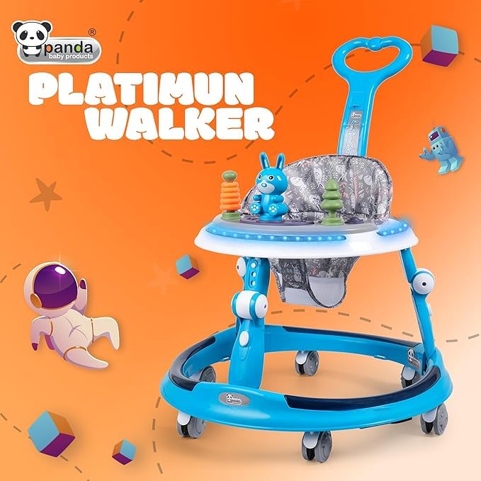 Image of Baby Walker for 6 to 24 Months | 7 Level Height Adjustment Walker with Switchable Food & Musical Toy Tray /Advanced Baby Activity Walker