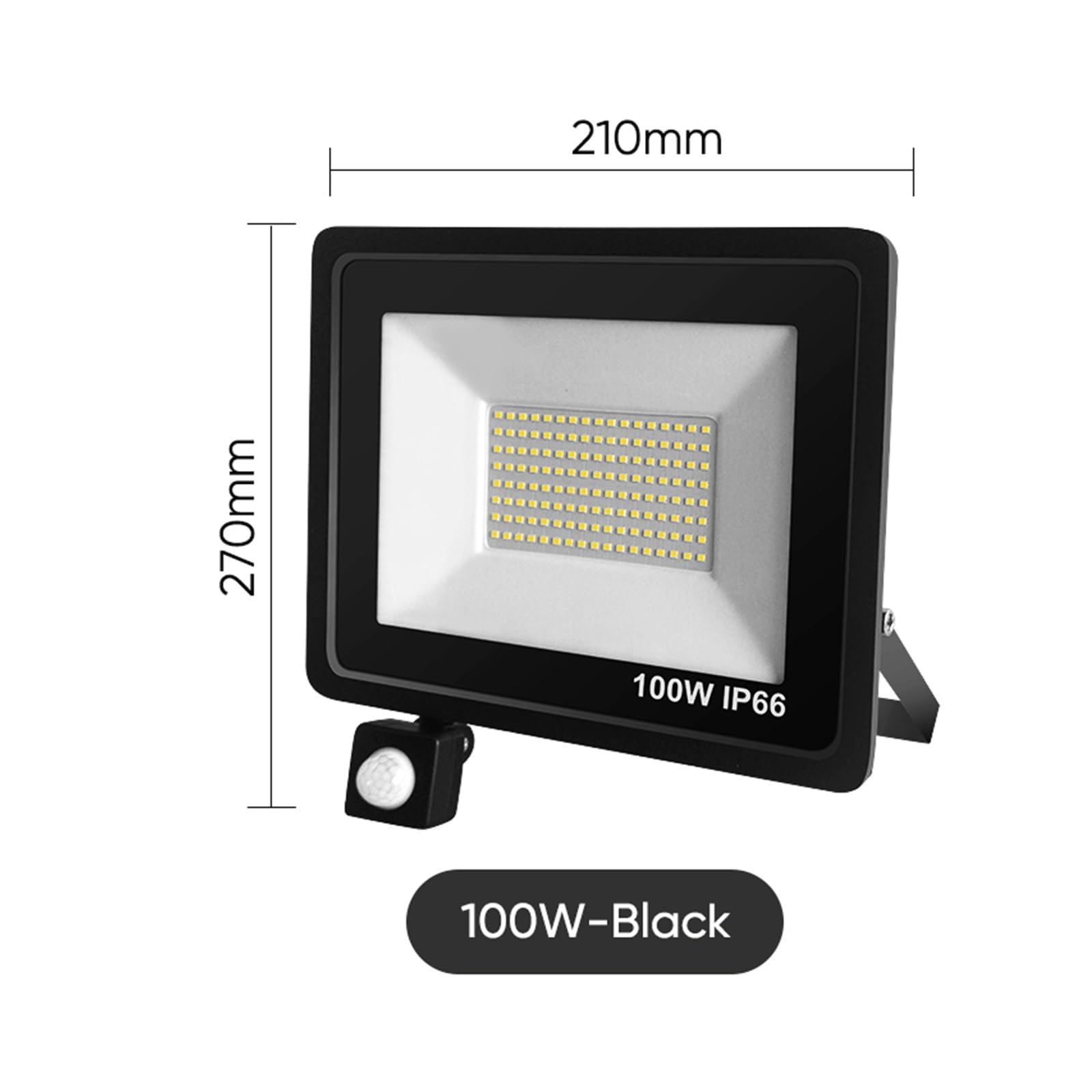 Focos exteriores, Reflector LED Con Sensor De Movimiento RIP IP66, Impermeable For Exteriores, 50W, 100W, Foco For Paisaje Jardín, Luz Pared For Puerta Enlace(2700-3500K,Black 100W)
