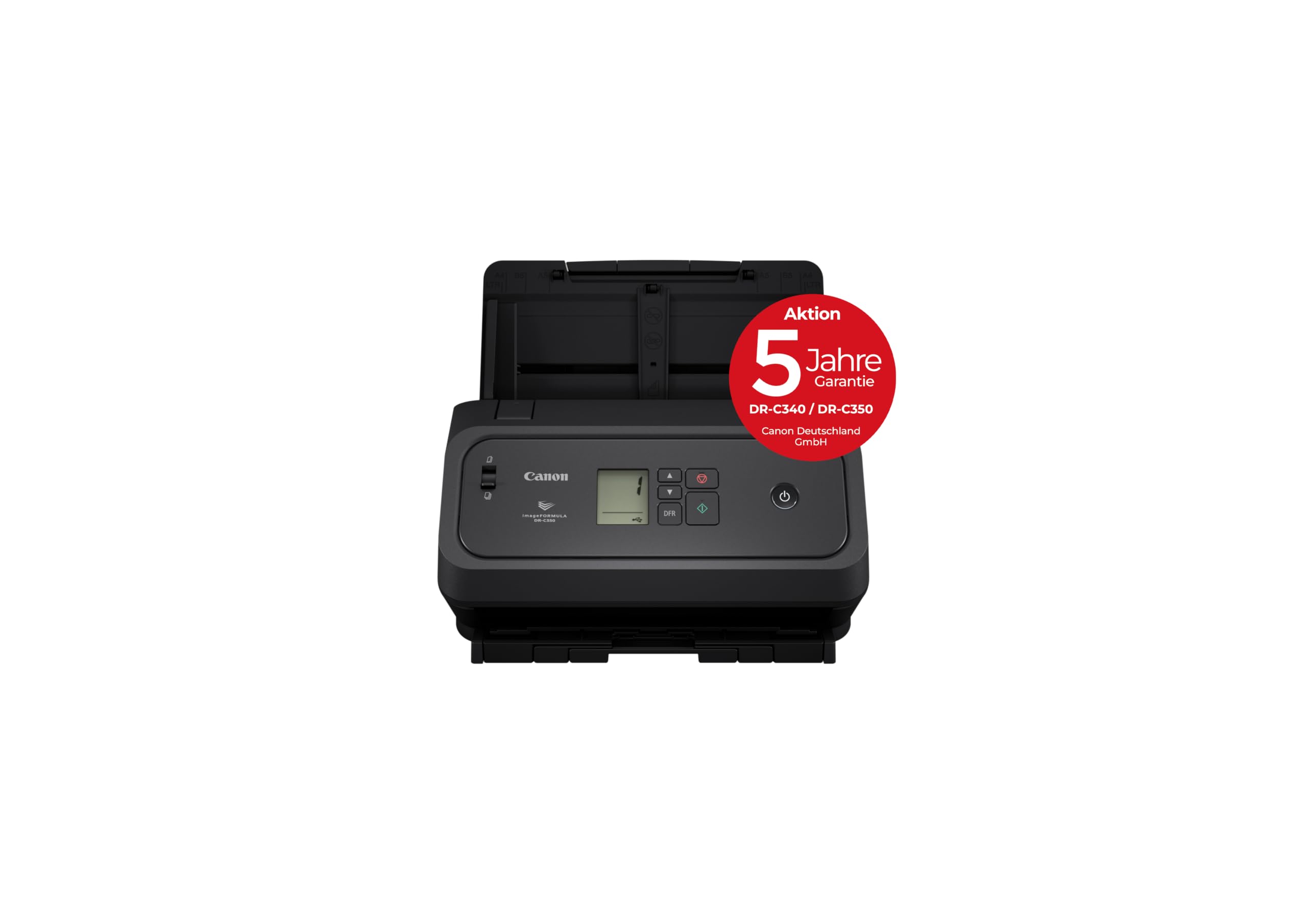 Canon imageFORMULA DR-C350 A4 Dokumentenscanner – Kompaktes Design & erweiterte Bildverarbeitung fürs Büro – 100-Blatt-Einzug – mit Canon CaptureOnTouch Pro