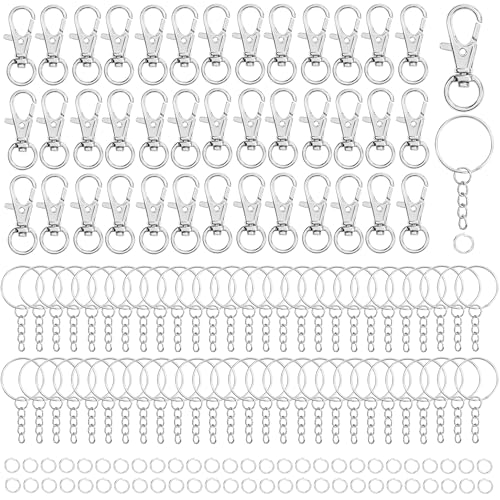 Belle Vous Argollas para Llaveros Cierre de Langosta Metal Giratoria, Llavero con Cadena y Anilla de Engarce Abierta (Pack de...