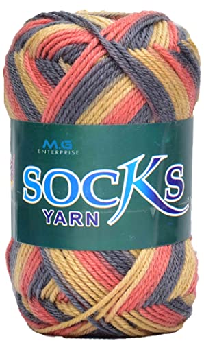 Image of M.G ENTERPRISE Premium Socks high Strength Nylon Yarn Suitable for Socks, Accessories, and Home Decor. 500 gm Mango Grey, Suitable for Both Crocheting & Knitting. ERMC