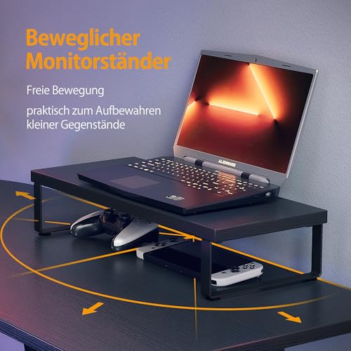 Cubiker Gaming Tisch 120x120x75cm, Schreibtisch mit Monitorständer, Eckschreibtisch, Gaming Schreibtisch L Form, Computertisch, Schwarz – Bild 5