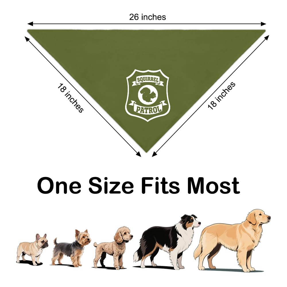 Bandana pour chien vert Squirrel Patrol - Pour le printemps et l'été - Accessoire pour les aventures en plein air, la randonnée, le camping, les voyages