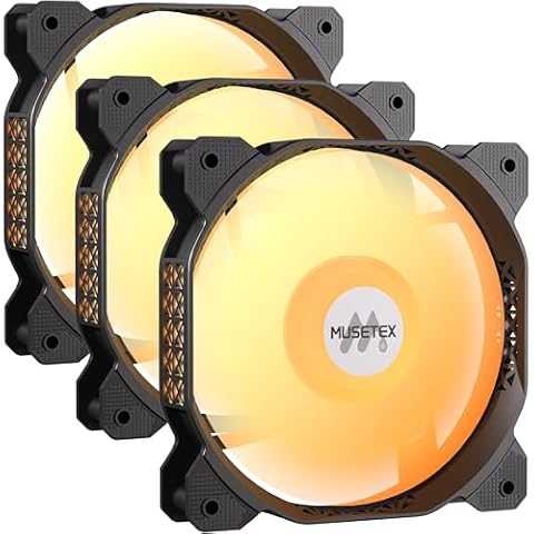 MUSETEX PC CASE Fan, 120MM PWM ARGB Computer Case Fan, Black, Pack of 3, MF(Estimated Arrival in 5-8 Days) Cover
