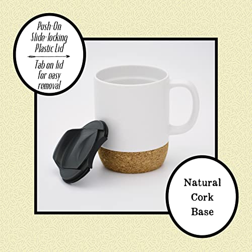 Taza de cerámica Dexsa con tapa y base de corcho 14 onzas miniatura 6