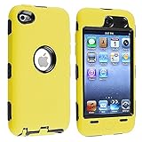 Generic Yellow Deluxe Hybrid Premium Rugged Hard Soft Case Skin Cover for iPod Touch 4th Gen