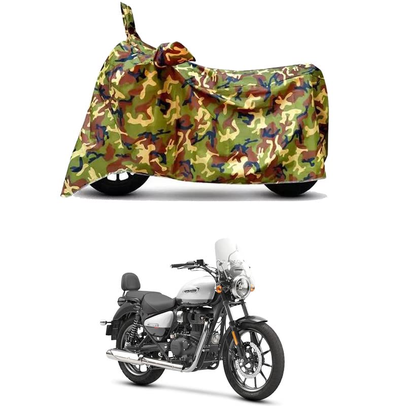 Image of Waterproof 100% PVC Coated Bike Scooty Two Wheeler Body Cover Compatible For Royal Enfie Meteor 350 Super BS6 /UV-Ray /Heat Protection /Birds Dropping /Scratchproof /Dust proof[6X6 Jungle Print]