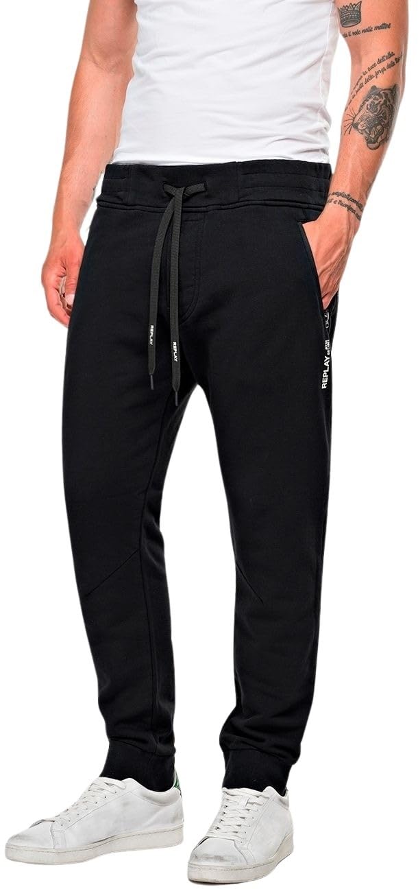 REPLAY Men's Jogging Pants with Drawstring, Black 098 (Black), XS