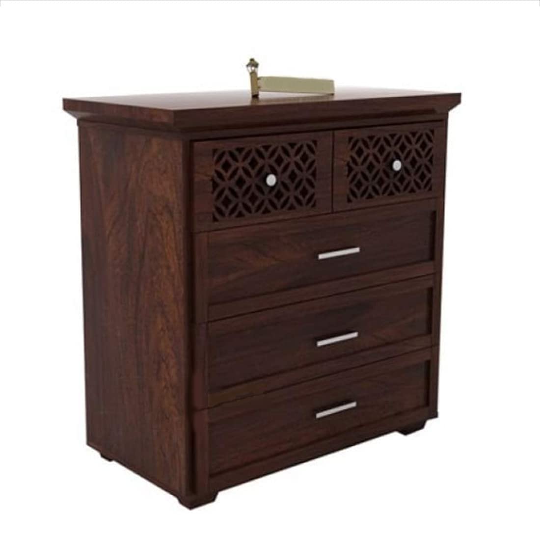 Wooden Sideboard Cabinet | Chest Drawer | Chest of Drawers for Living Room | Dresser 5 Drawer Cabinet Kitchen Cabinet | Free Standing Movable Tv Unit Side Board Table in Walnut Finish-image-44