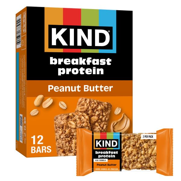 KIND Breakfast Protein Bars Peanut Butter Gluten Free Low Sodium Healthy Snacks 8g Protein 6 Count (6 Packs of 2 Bars)