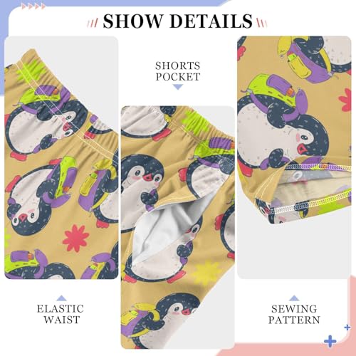 ZZXXB Penguin with Bag Boys Long Pants Soft Trousers Elastic Waist Kids Lounge Bottoms with Pockets S-XL4