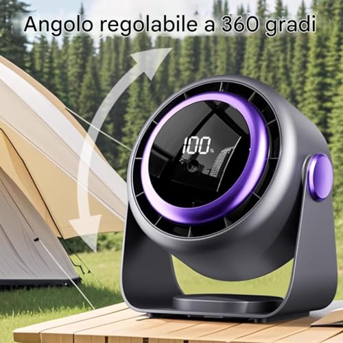 Ventilateur de table USB rechargeable Generico avec écran numérique tactile - 5