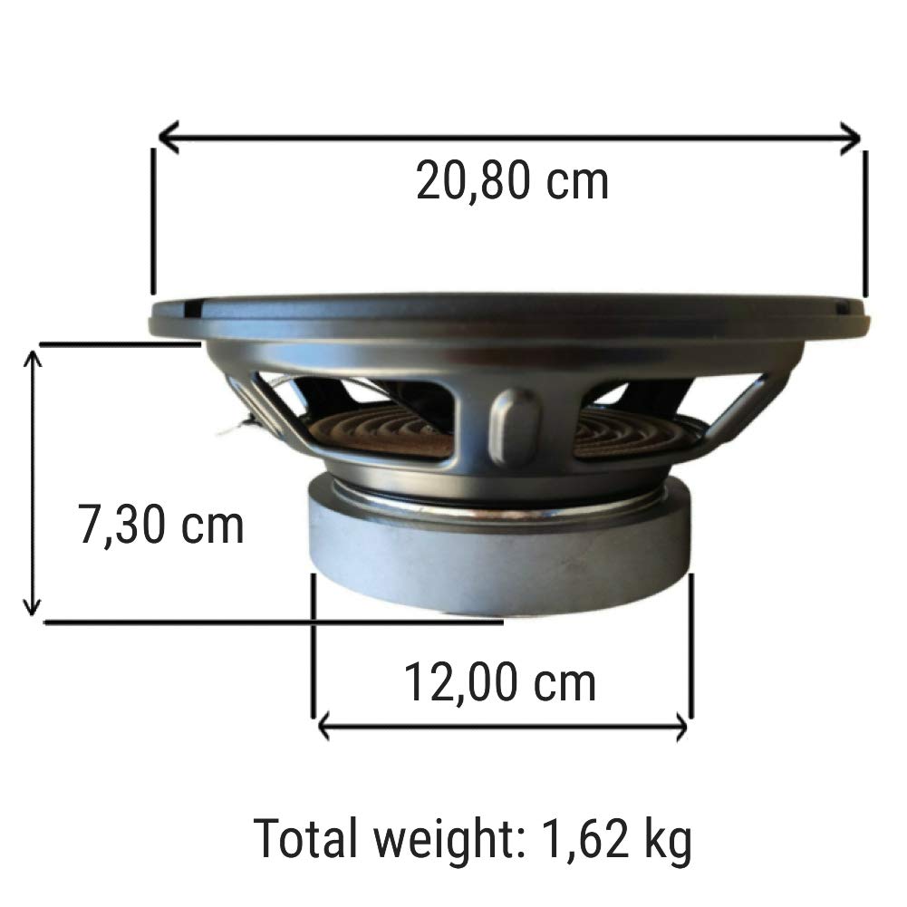 2 altoparlanti PHONOCAR SELECTION 02087 woofer 20,00 cm 200 mm 8" di diametro 260 watt rms 600 watt max 4 ohm 90 db spl auto, a coppia