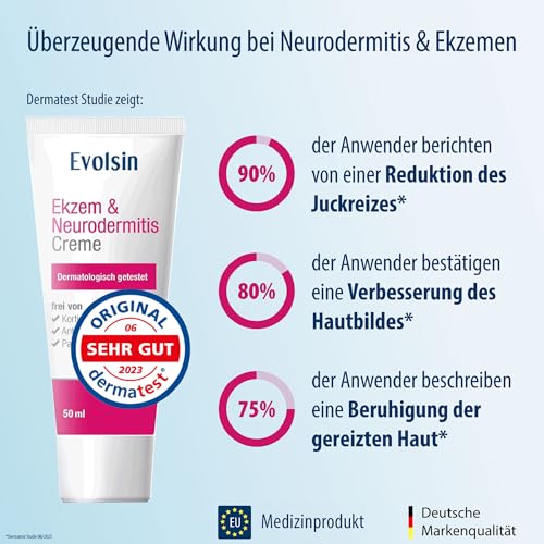 Evolsin® Eczema & Neurodermatitis Cream I BEZ KORTIZONA I Losion, mast za nadraženu, suhu, svrbežnu i nadraženu kožu I Za svrbež I dermatološki ispitano