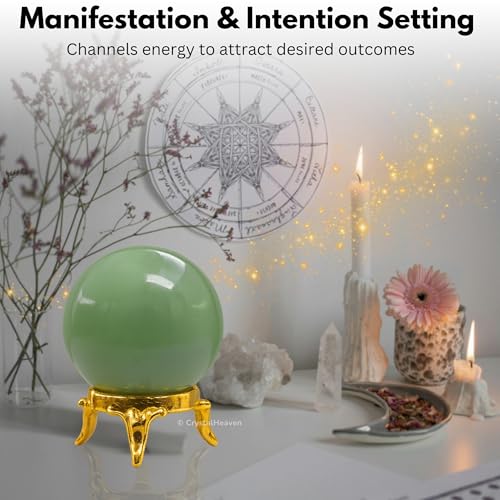 Image of Certified Green Aventurine Crystal Ball for Meditation | Premium Crystal Vastu Items for Home and Feng Shui Items for Good Luck - Pooja Supplies and Spiritual Practices (1.5 inch Inch)