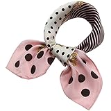 Satin Silk Neckerchief Sundayrose Printed Small Square Scarves - Polka Dot Pink