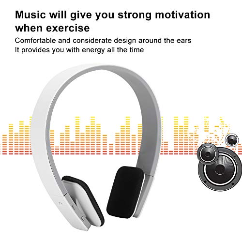 Draadloze Koptelefoon, Draadloze Bluetooth Stereo Sport Headset Hoofdtelefoon Zware Bas Audio Handsfree Headset met Microfoon, voor Running Fitness(wit) - Afbeelding 4