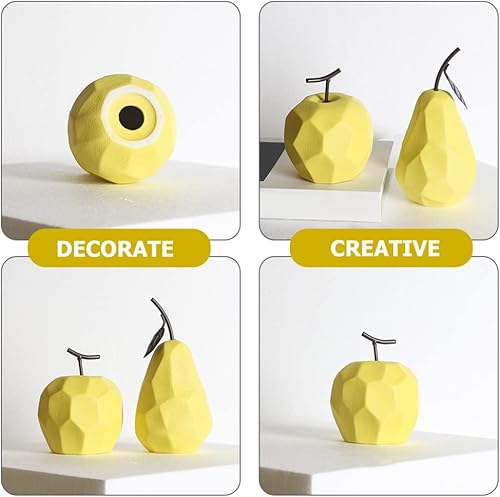 Miniatura 5 de BESPORTBLE Figuras de frutas de cerámica Escultura geométrica de manzana Escultura de cerámica Fruta de cerámica para el hogar Pantalla de cerámica