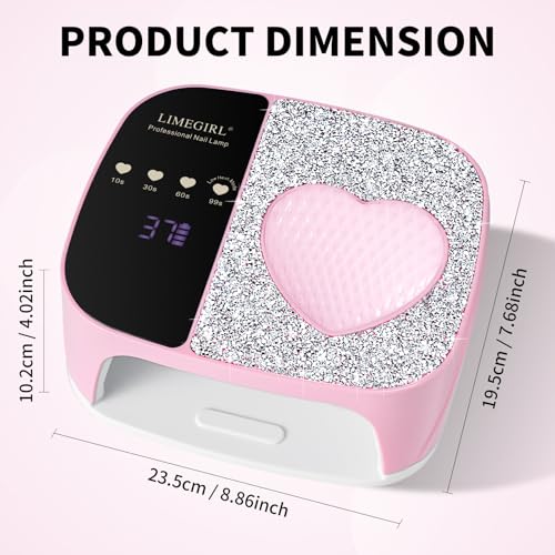 Image of LIMEGIRL UV LED Nail Lamp Kit for Gel Polish Professional Fast Curing Pink Dryer Light Set with 4 Timer Settings Cordless Rechargeable Nail Art Cure Machine for Manicure Pedicure at Home and Salon