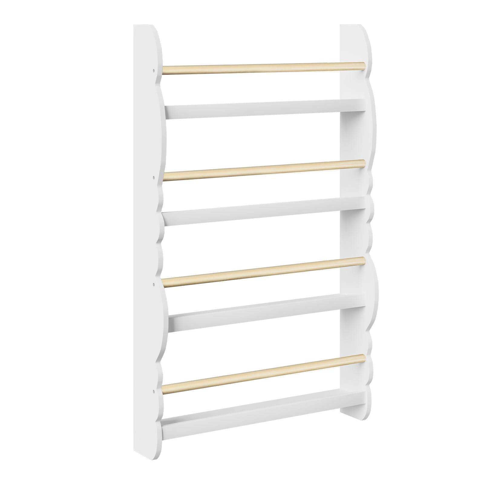 WOLTU Bibliothèque Murale, Étagère de Rangement pour Chambre d'enfants pour Ranger des Livres, 60x14,5x98 cm,Jouets en Bois MDF à 4 Niveaux, Blanc
