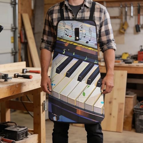Delantal ajustable con diseño piano para hombres y mujeres miniatura 5