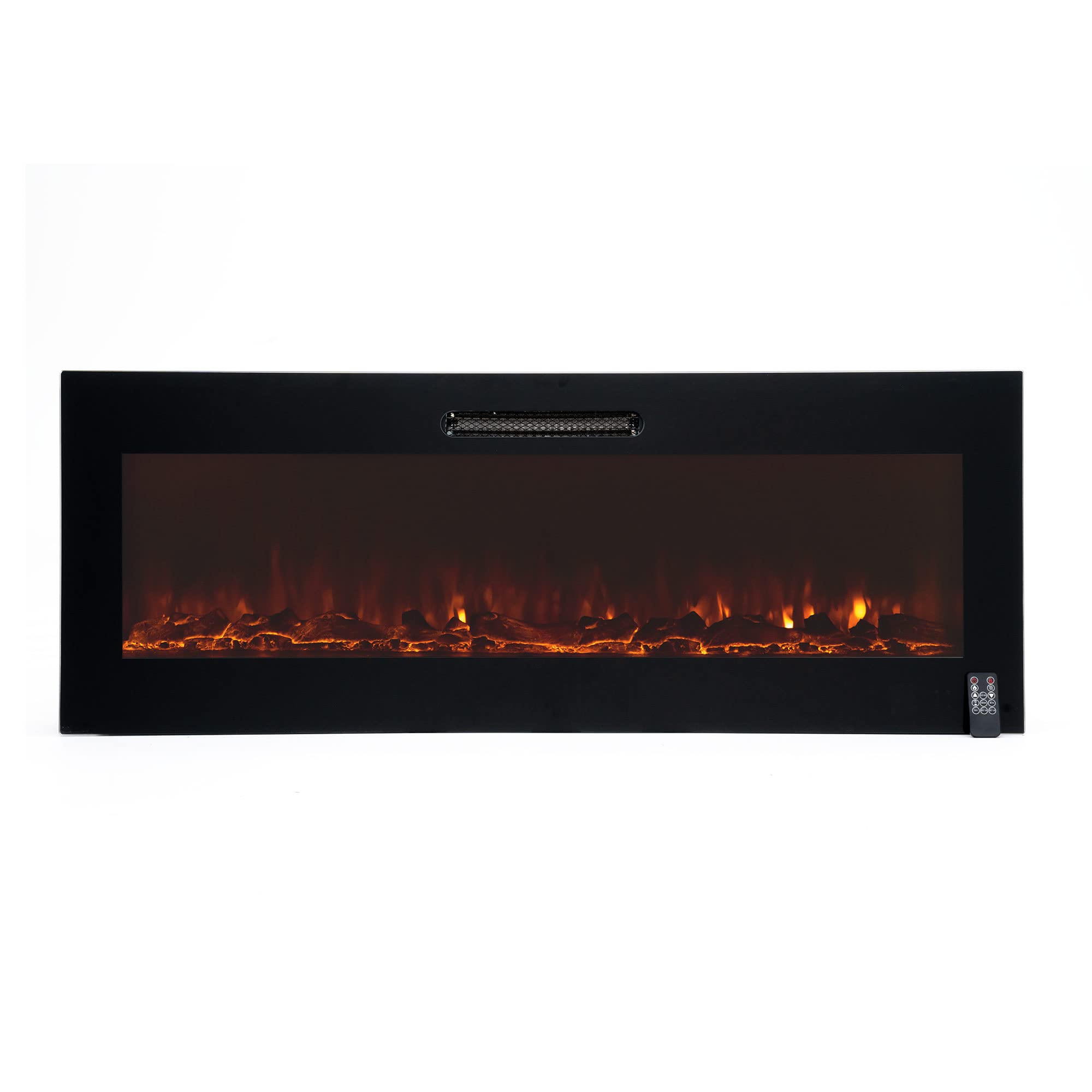 Chimenea eléctrica 2000W Kekai Oregon 127x16x48cm con simulación de Fuego para Pared Negra