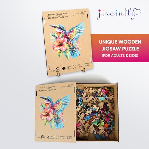Jiroinlly Rompecabezas de Madera para Adultos 500 Piezas, Colibríes 17.3x16.6 pulgadas | Rompecabezas de Madera para Adultos, Mamá, Abuela, Certificado FSC, Piezas con Forma Única de Animal, Rompecabezas Colorido de Pájaros 17.3x16.6 pulgadas miniatura 6
