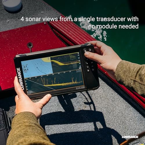 Lowrance Eagle Eye 9 Live Sonar FishFinder/Chartplotter with Transom-Mount Transducer and Preloaded C-MAP Inland Charts, 9-inch IPS Screen, Black, 000-16129-001