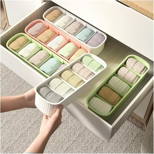 Image of UCRAVO 2-Pack Multi-Color Wardrobe Storage Boxes - Sock, Bra, and Undergarment Drawer Organizer with Dividers for Neat Closet Storage & Tidy Dresser Organization, Sock Drawer Organizer