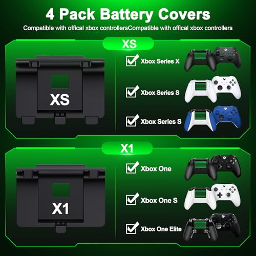 Image of Rechargeable Battery Pack for Xbox One /Xbox Series X|S, 2x4800mWh Battery Pack with LED Indicators Play & Charge Kit USB-C Charging Cable